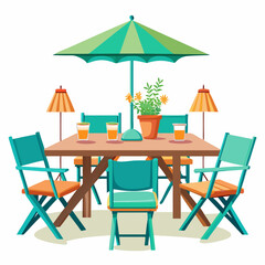 table and chairs on the beach