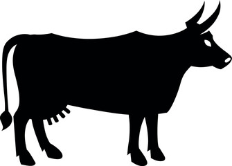 Illustration of black silhouette of a cow vector art for farming and agriculture related designs and illustrations use 100 vector