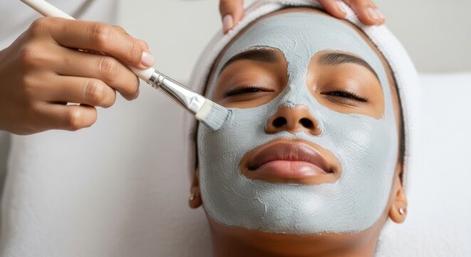 Relaxing Facial Treatment Clay Mask Application for Glowing Skin