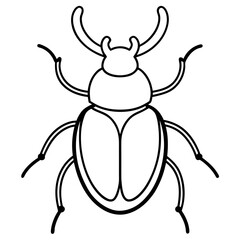 Stylized Beetle Line Art in Vector Format