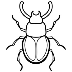Stylized Beetle Line Art in Vector Format