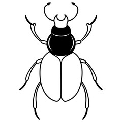 Stylized Beetle Line Art in Vector Format