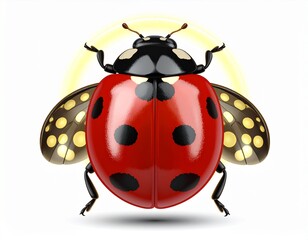 Obraz premium Stylized vector of a ladybug with dotted wing patterns and symbolic aura