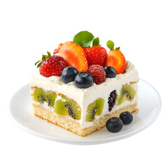 Delicious Fruit Cake Kiwi Strawberry Blueberry Cream Dessert