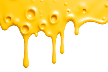 Melted Yellow Cheese Drips on Transparent background