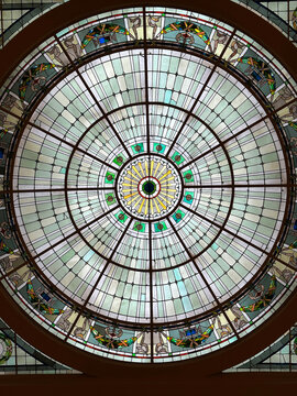 Stained Glass Ceiling of Penn Station in Baltimore Maryland, United States, July 15, 2025
