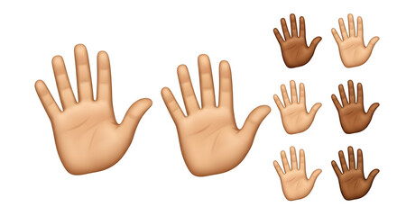 Obraz premium Waving Hand emoji in various skin tones isolated on