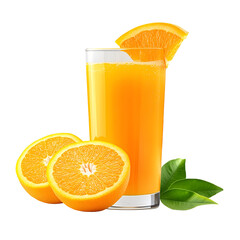 Refreshing Orange Juice Glass with Fruit Slices and Leaves
