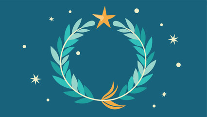 Obraz premium Decorative celestial design with starry elements and a laurel wreath illustration