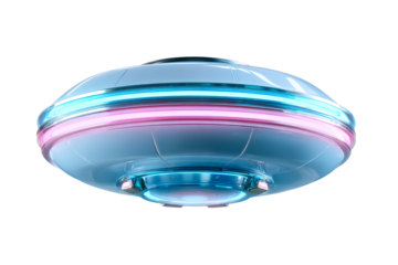 Flying saucer with glowing lights in a futuristic design