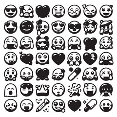 black and white icons set