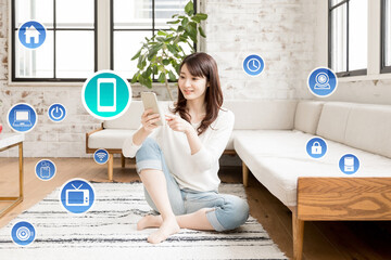 若い女性　IOTイメージ