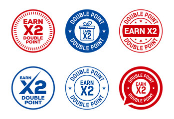 Earn x2 double point icons set design. Earn x2 sign symbol for promotion