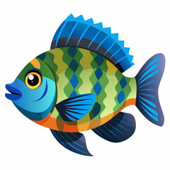 fish on a blue background