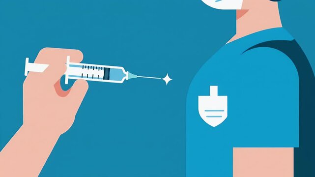 Simple illustration of injection administration by medical professional vaccination or immunization health care concept vector medical graphic