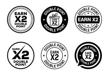 Earn x2 double point icons set design. Earn x2 sign symbol for promotion black on white background