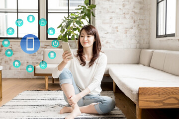 若い女性　IOTイメージ