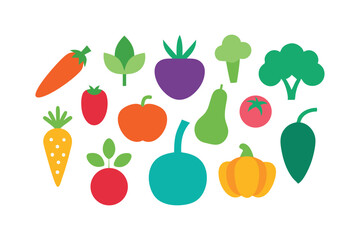 Colorful Fruits and Vegetables Vector Bundle for Healthy Food Designs