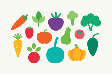 Colorful Fruits and Vegetables Vector Bundle for Healthy Food Designs