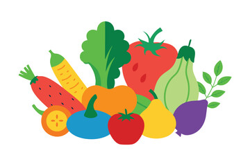 Colorful Fruits and Vegetables Vector Bundle for Healthy Food Designs