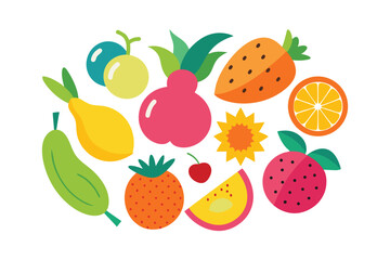 Colorful Fruits and Vegetables Vector Bundle for Healthy Food Designs