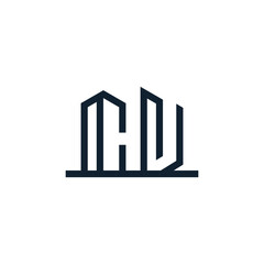 initial H and V building logo template