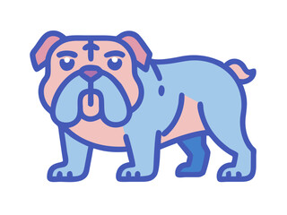 Cute cartoon bulldog illustration perfect for children's products. A cheerful, cartoon illustration of a light beige bulldog. 