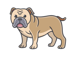 Obraz premium Cute cartoon bulldog illustration perfect for children's products. A cheerful, cartoon illustration of a light beige bulldog. 