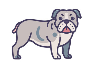 Fototapeta premium Cute cartoon bulldog illustration perfect for children's products. A cheerful, cartoon illustration of a light beige bulldog. 