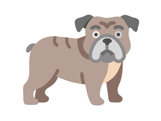 Obraz premium Cute cartoon bulldog illustration perfect for children's products. A cheerful, cartoon illustration of a light beige bulldog. 
