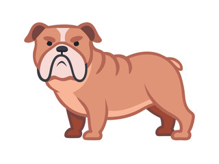 Obraz premium Cute cartoon bulldog illustration perfect for children's products. A cheerful, cartoon illustration of a light beige bulldog. 