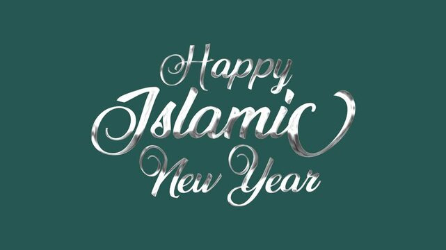 Silver happy Islamic New Year Text Animation. Suitable for digital greeting cards, social media posts, and festive presentations.