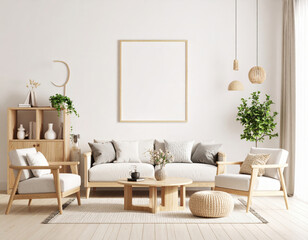 Modern living room with minimalist furniture and natural decor