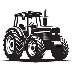Classic Farm Tractor silhouette – Tractor illustration – Minimalist Tractor vector – Vehicle silhouette

