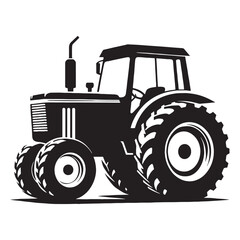 Obraz premium Tractor silhouette with mechanical strength – Tractor illustration – Minimalist Tractor vector – Vehicle silhouette
