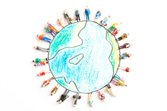 地球　人物　環境問題　人種　ジオラマ
