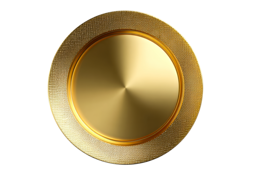 Elegant round golden plate with textured rim for dining settings