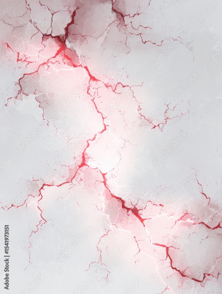 Aufkleber Crackled Red Lightning Veins Against a Minimal Background Create a Striking Visual of Energy and Intensity