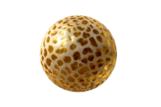 Gold textured sphere with a unique pattern on transparent background
