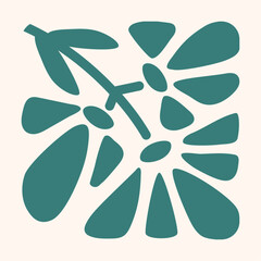 Floral hand drawn organic shape three flower doodle in retro hippie style 60s 70s for seamless pattern, prints and posters. Vector illustration.