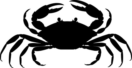 Red Marine Crab Silhouette with Prominent Claws on a Transparent Background