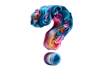 Colorful abstract question mark shape with vibrant swirls of color