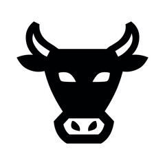 Illustration of black and white minimalist cow head vector graphic for farm animal illustration and logo design project use vector