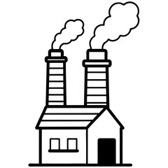 Chimney with Smoke line art vector