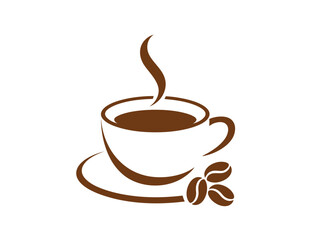 Obraz premium Black Coffee Cup Icon Steaming Hot Beverage Silhouette