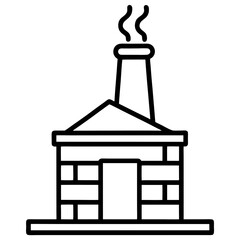 Chimney with Smoke line art vector