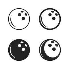 Four Bowling Ball Icons Black and White Variations 1