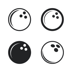 Four Bowling Ball Icons Black and White Variations