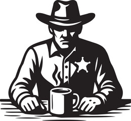 cowboy sheriff with a cup of coffee