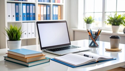 High-Detail Scholarly Workspace with Open Laptop, Academic Journals, Highlighters, and Citation Checklist on Clipboard for Rigorous Academic Research and Study